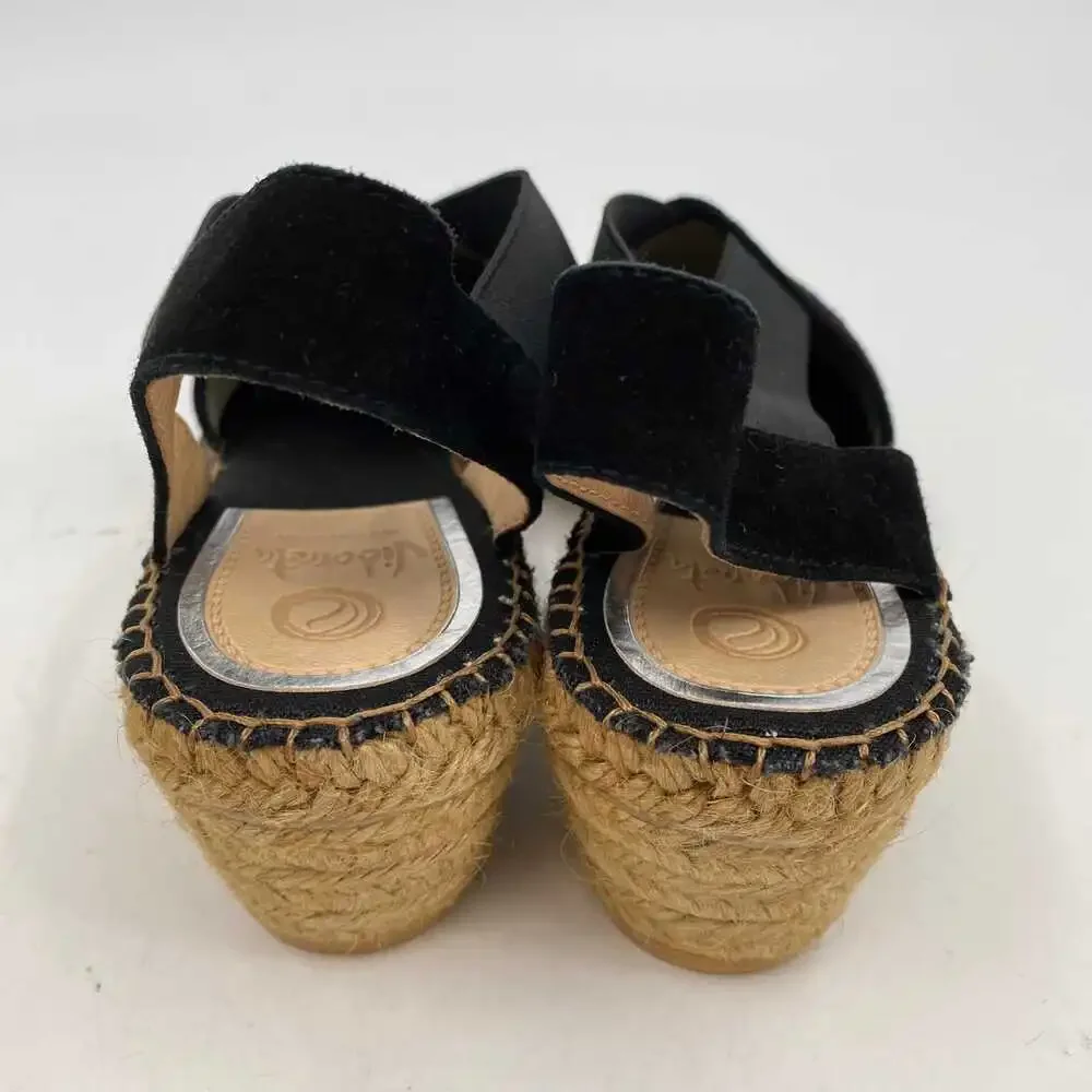 Vidoreta Black Suede Espadrille Wedges | Size 38EU